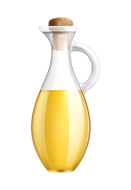 Composition réaliste de moutarde avec image isolée de bouteille d'huile de colza sur illustration vectorielle fond blanc