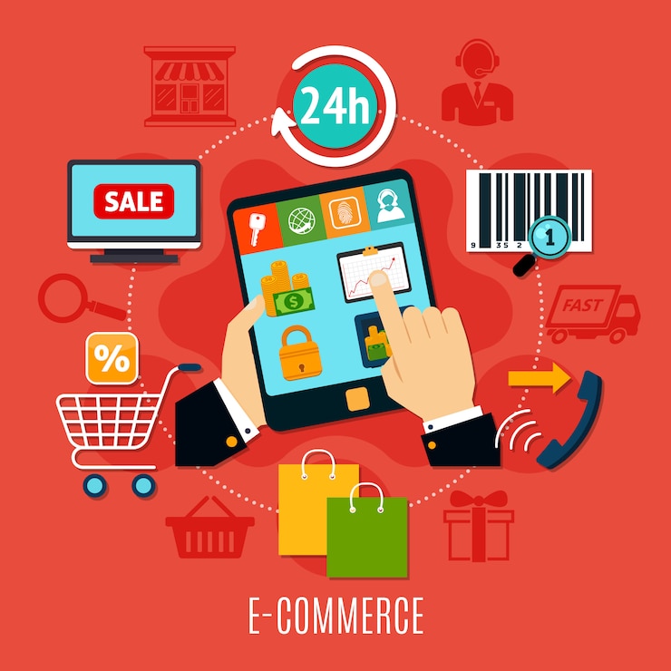 Vecteur gratuit composition ronde de commerce électronique