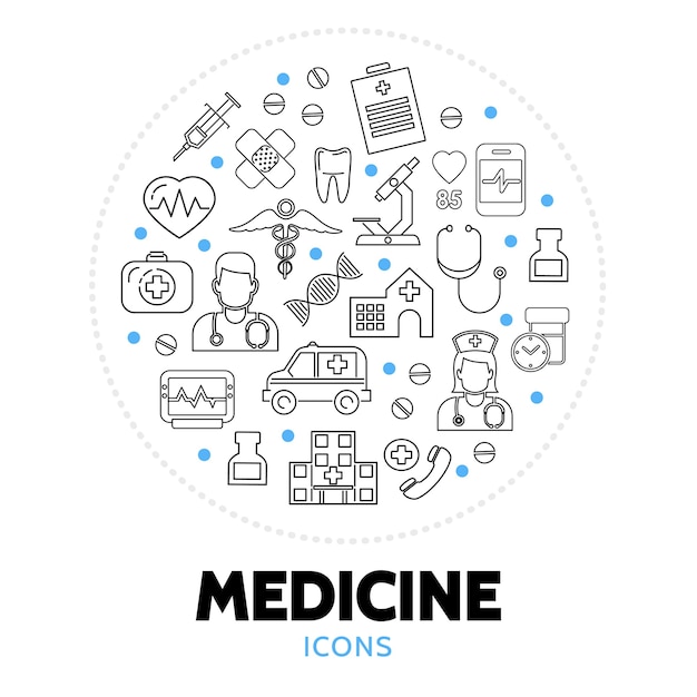 composition ronde avec des éléments de soins médicaux