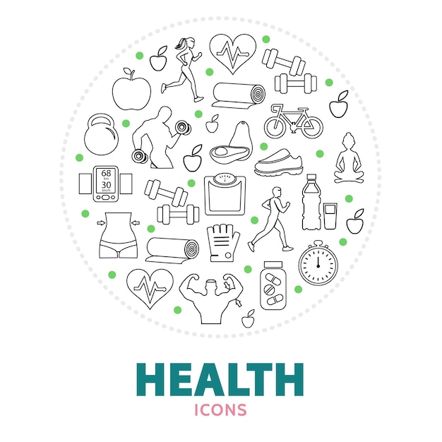 composition ronde avec des éléments de soins de santé