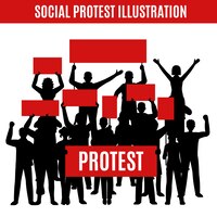 Composition de silhouettes de protestation sociale