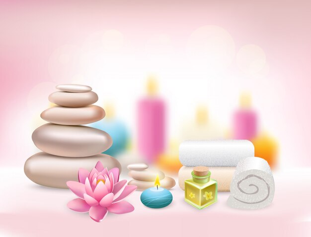 Composition de spa réaliste de rose