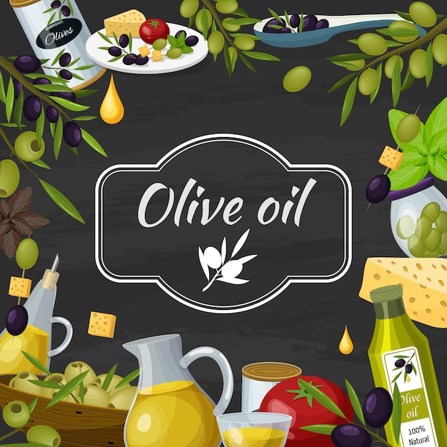 Vecteur gratuit composition de tableau noir à l'huile d'olive
