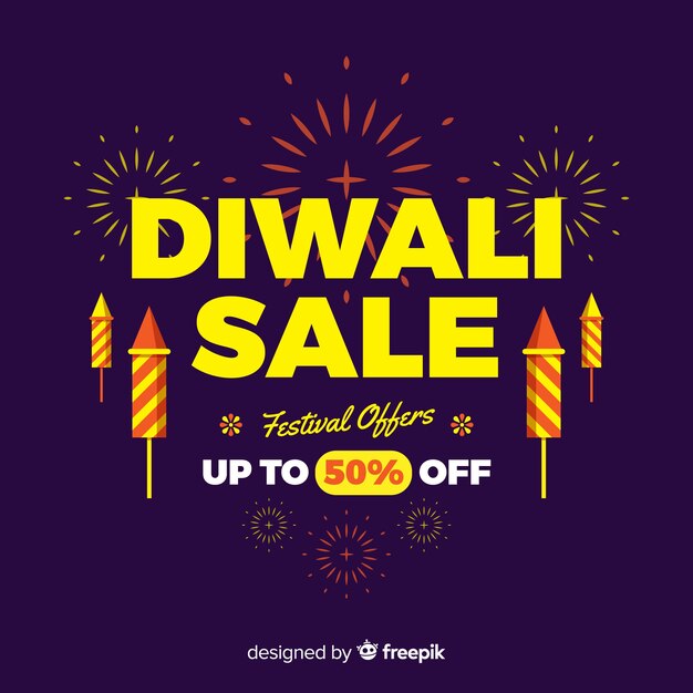 Composition de vente colorée diwali avec un design plat