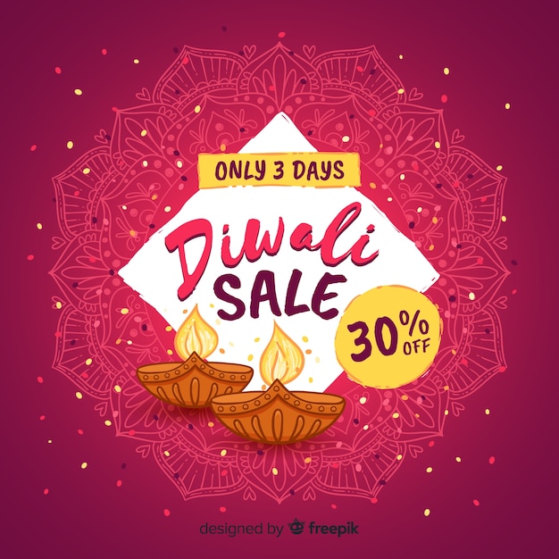 Composition De Vente Diwali Dessinée à La Main Moderne