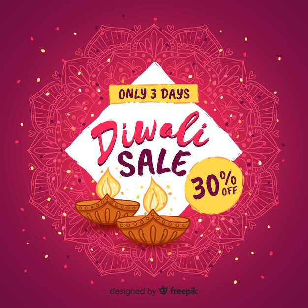 Composition de vente diwali dessinée à la main moderne