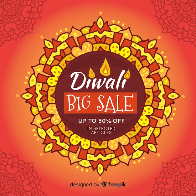 Composition De Vente Diwali Dessinée à La Main Moderne