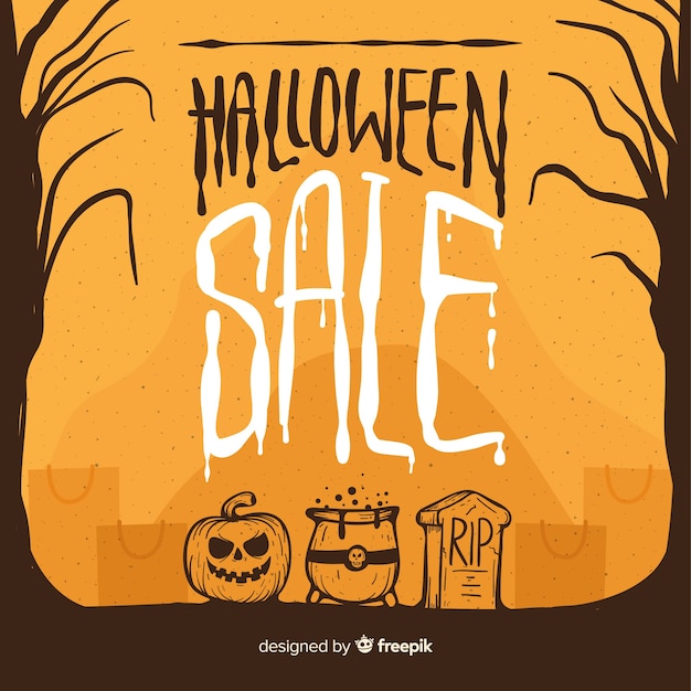 Composition De Vente Halloween Dessiné à La Main