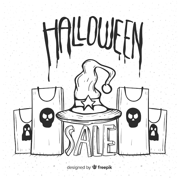 Composition De Vente Halloween Dessiné à La Main