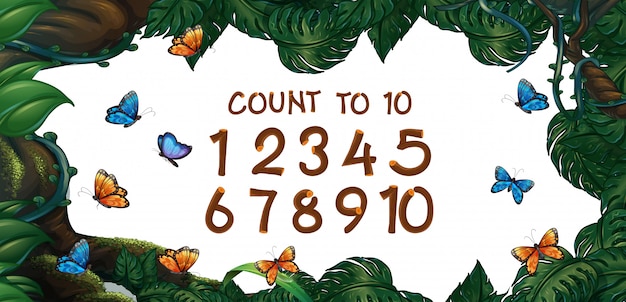 Compter les numéros un à dix avec le fond de la forêt