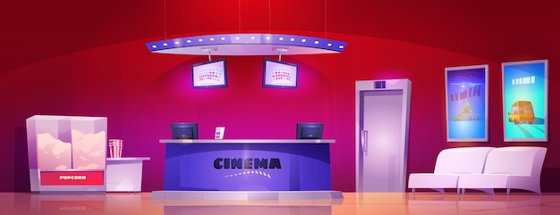 Compteur De Ticker De Fond De Dessin Animé Intérieur De Cinéma