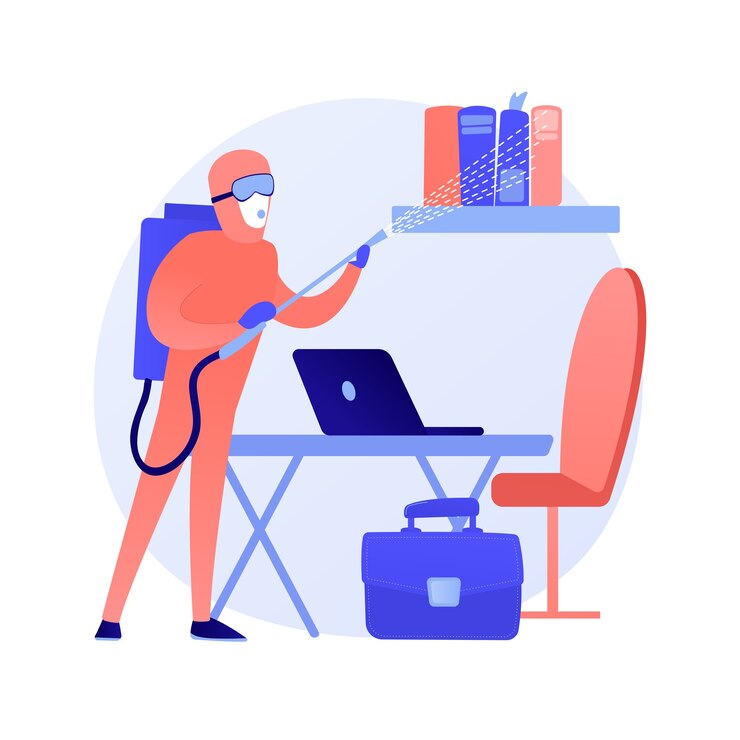 Vecteur gratuit concept abstrait de service de désinfection de bureau