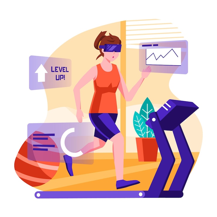 Vecteur gratuit concept d'activité de gym virtuelle
