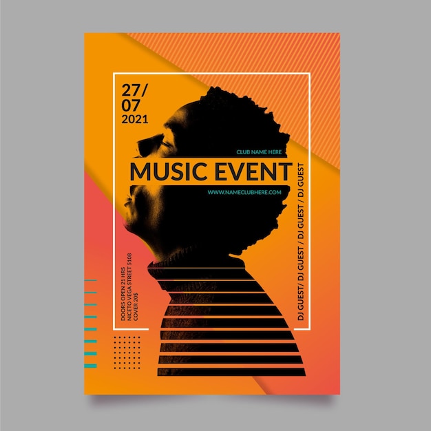 Vecteur gratuit concept d'affiche de l'événement musical 2021
