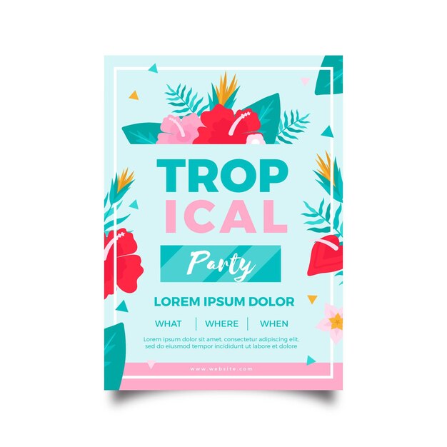 Vecteur gratuit concept d'affiche de fête tropicale