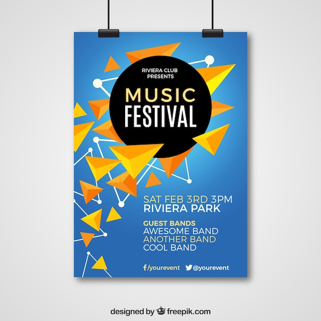 Vecteur gratuit concept d'affiche moderne bleu pour la fête de la musique