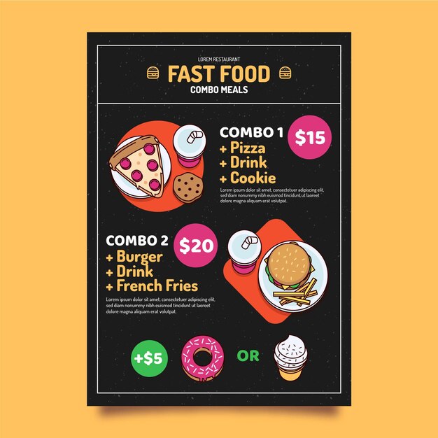 Vecteur gratuit concept d'affiche de repas combinés