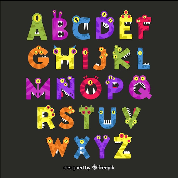 Vecteur gratuit concept d'alphabet halloween monstre