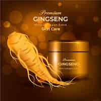 Vecteur gratuit concept d'annonce de ginseng réaliste