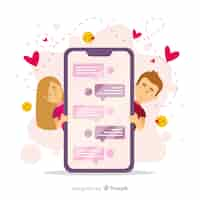 Vecteur gratuit concept d'application de rencontres avec un téléphone mobile
