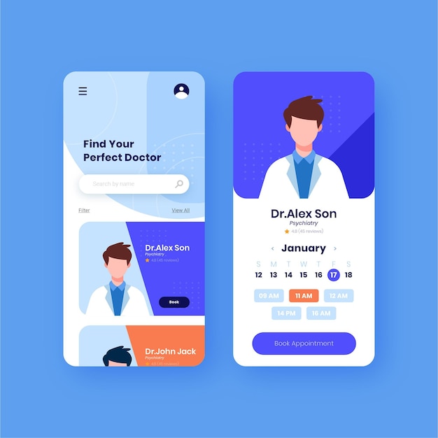 Concept d'application de réservation médicale