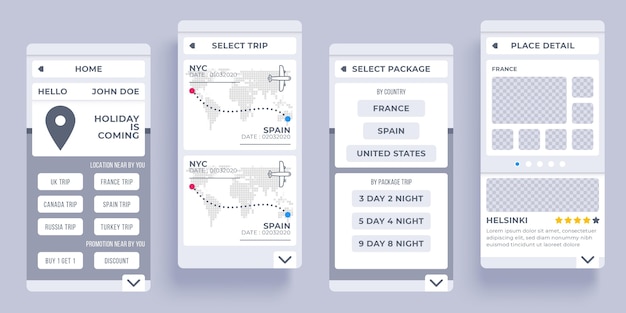 Vecteur gratuit concept d'application de réservation de voyage