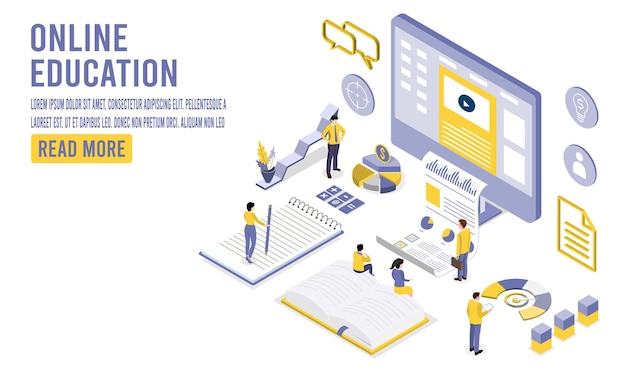 Vecteur gratuit concept d'apprentissage de l'éducation amour de la lecture personnes lisant ou étudiants étudiant et se préparant à l'examen