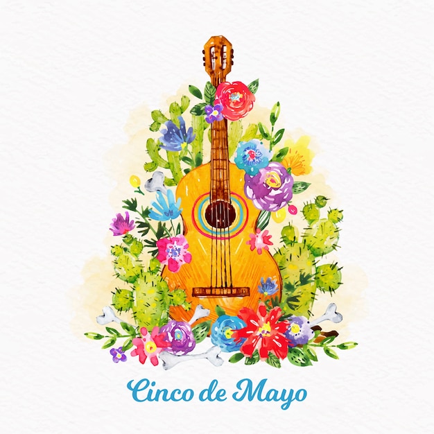 Vecteur gratuit concept aquarelle cinco de mayo