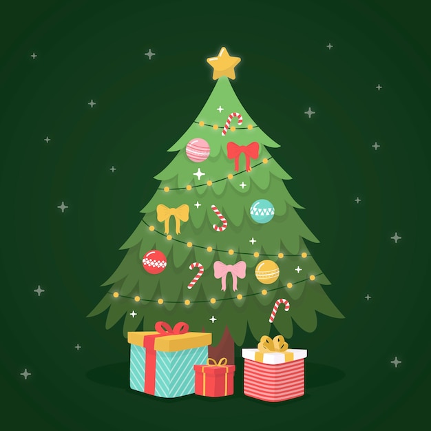 Concept D'arbre De Noël Avec Design 2d