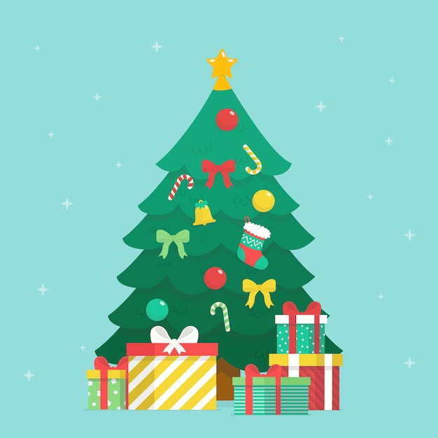 Vecteur gratuit concept d'arbre de noël avec design 2d