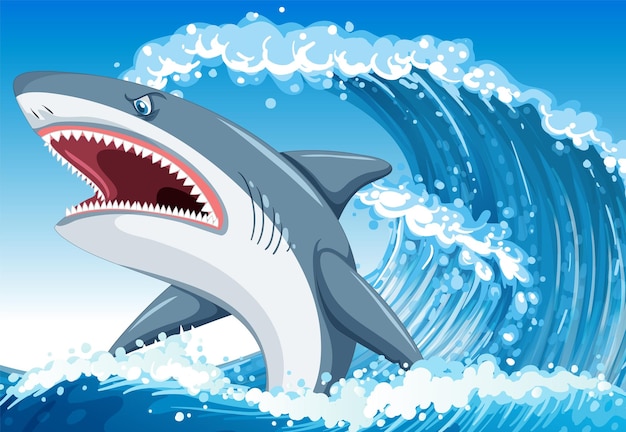 Concept d'attaque de requin avec requin agressif