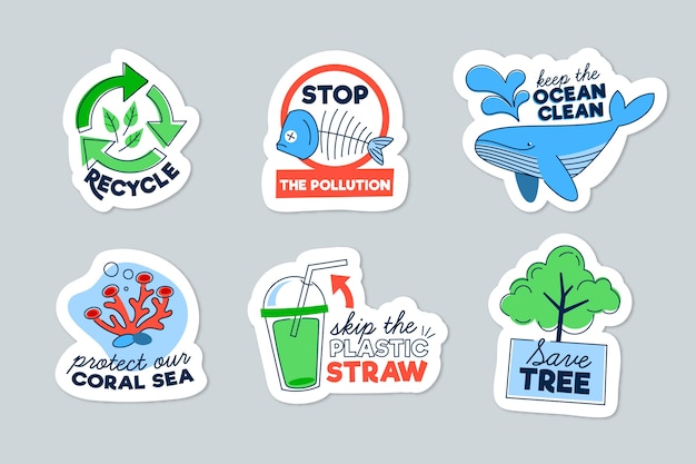 Concept De Badges D'écologie Dessinés à La Main