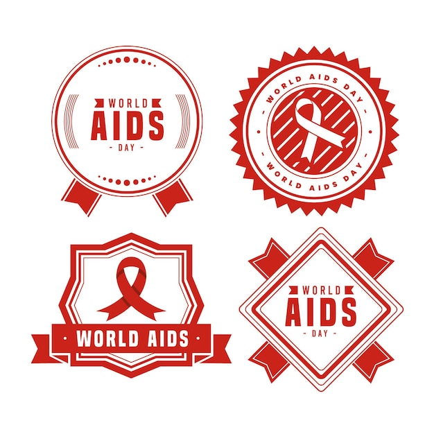 Vecteur gratuit concept de badges de la journée mondiale du sida