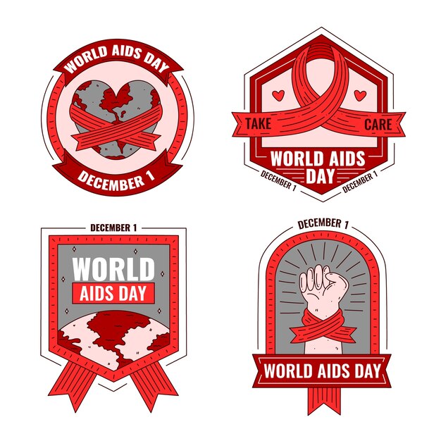 Vecteur gratuit concept de badges de la journée mondiale du sida