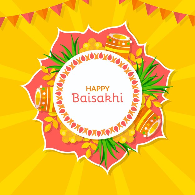 Concept de baisakhi heureux design plat