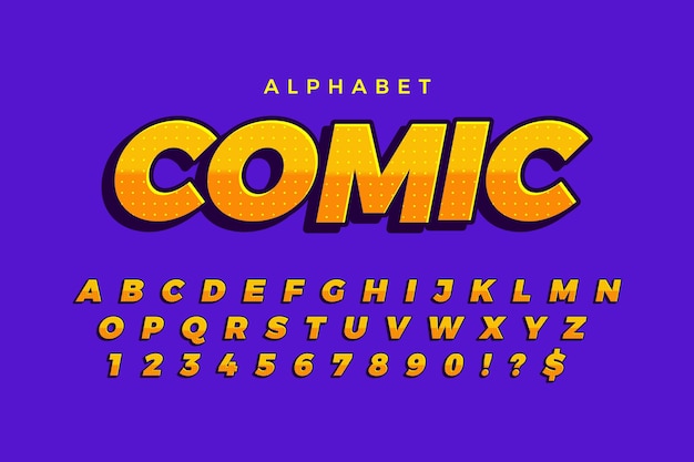Concept de bande dessinée 3d pour la collection d'alphabet