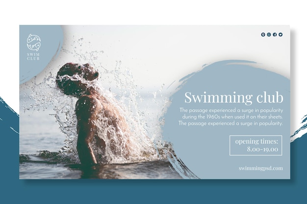 Vecteur gratuit concept de bannière de leçons de natation