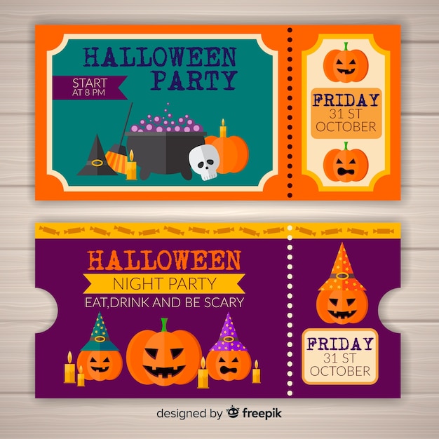 Vecteur gratuit concept de billets d'halloween