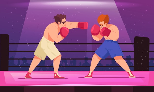 Vecteur gratuit concept de boxe coloré deux combattants se battent les uns contre les autres dans l'illustration vectorielle du ring