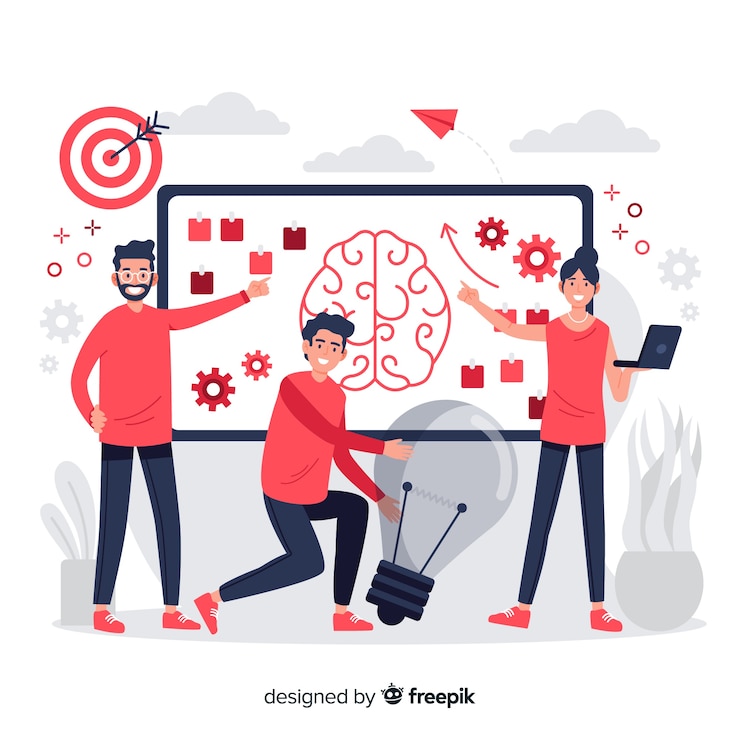 Vecteur gratuit concept de brainstorming pour landing page