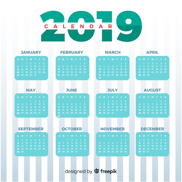 Vecteur gratuit concept de calendrier 2019 moderne