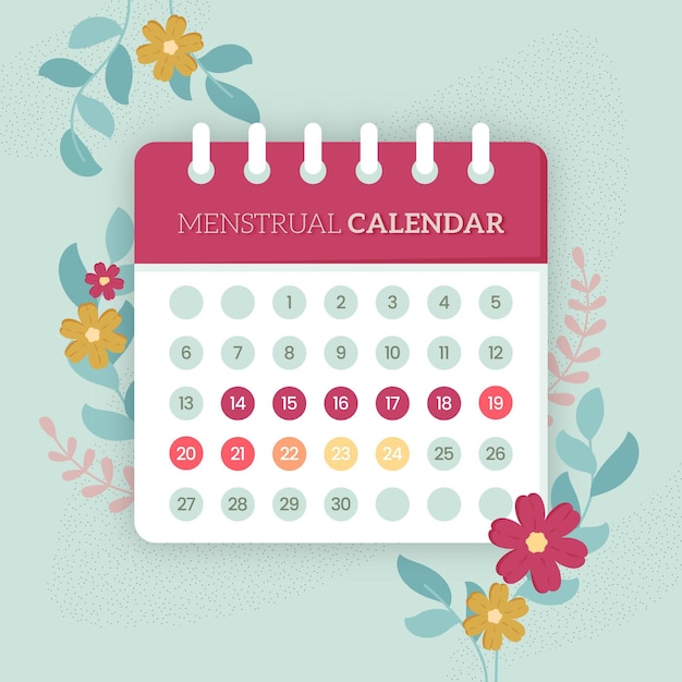 Vecteur gratuit concept de calendrier menstruel avec des fleurs