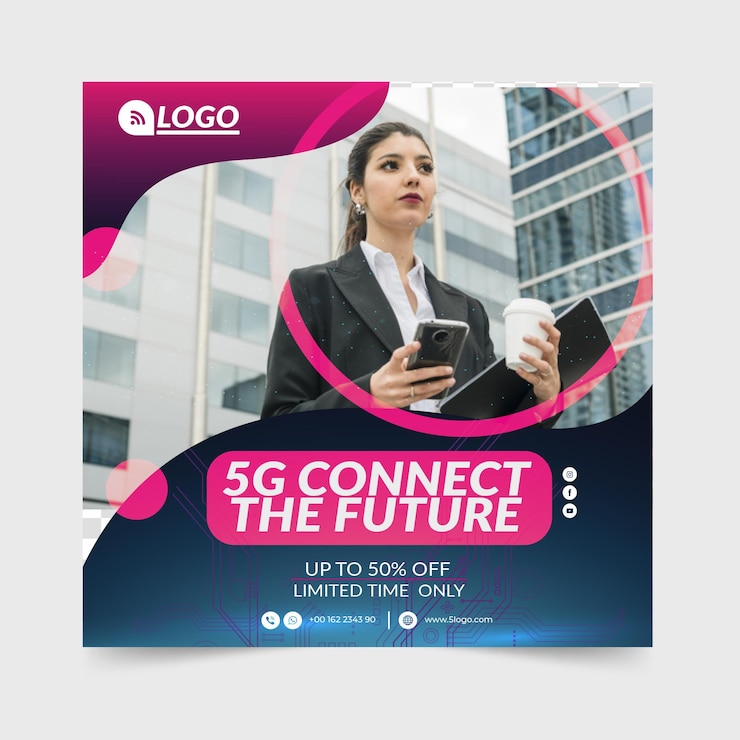 Vecteur gratuit concept carré de flyer 5g