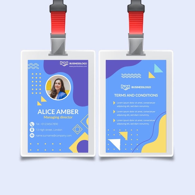 Vecteur gratuit concept de carte d'identité de femme d'affaires