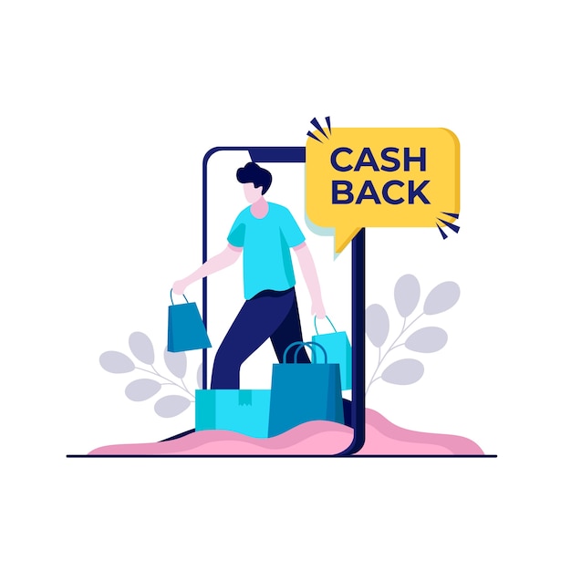 Concept de cashback avec achats en ligne