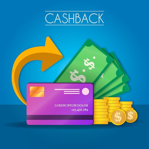 Concept De Cashback Avec Billets Et Carte De Crédit