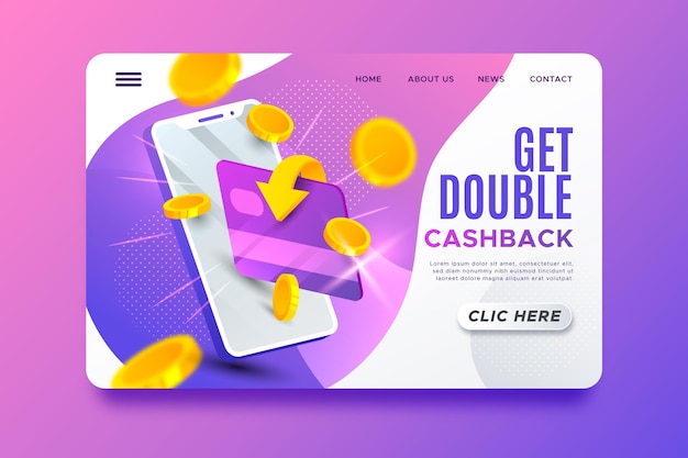 Vecteur gratuit concept de cashback - page de destination