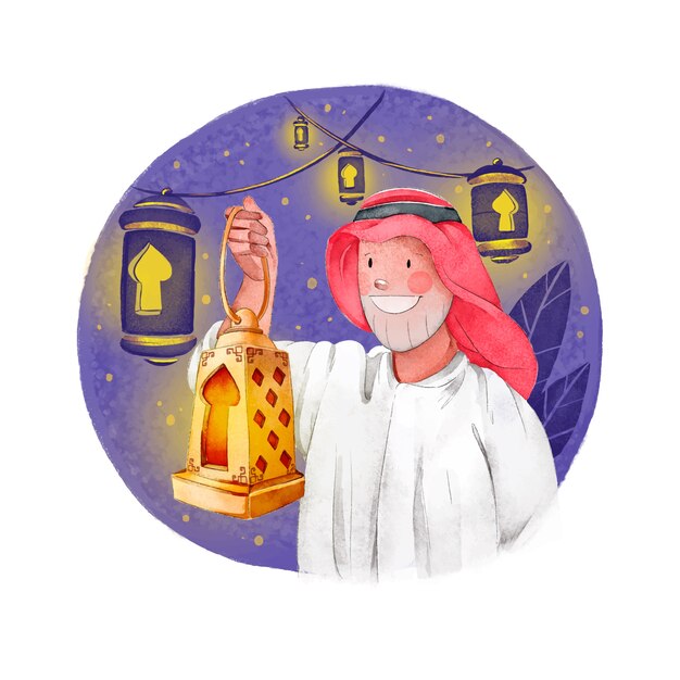 Concept de célébration du ramadan aquarelle