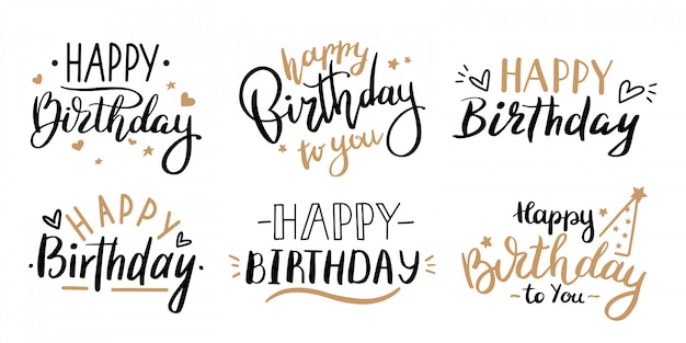 Jeu De Cartes D Anniversaire Vintage Avec Des Details Dores Vecteur Gratuite