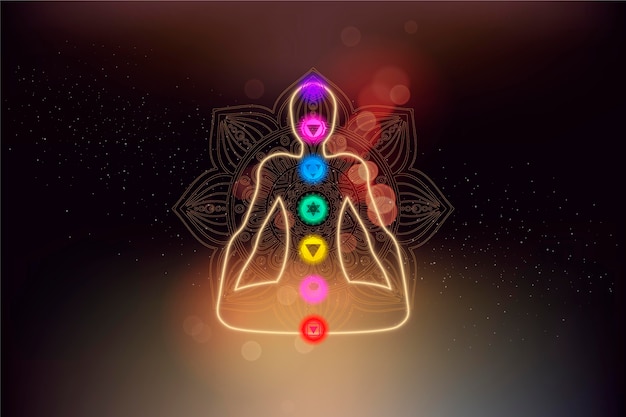 Concept de chakras avec corps et points focaux